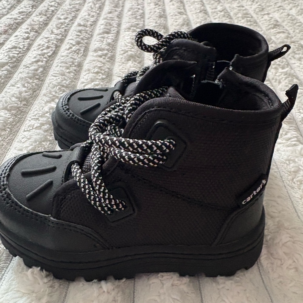 Carter's Black Toddler Boots with Patterned Laces